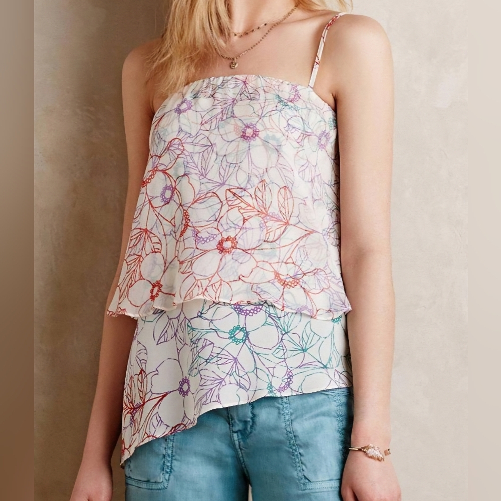 Anthropology Maeve Size M NWT 100% Silk Floral Tank